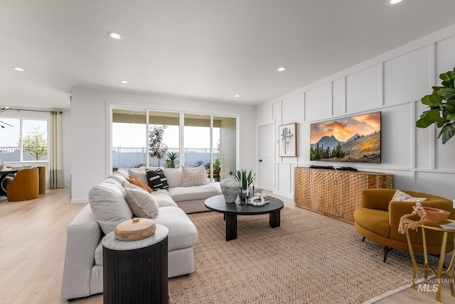 living room featuring light wood-type flooring