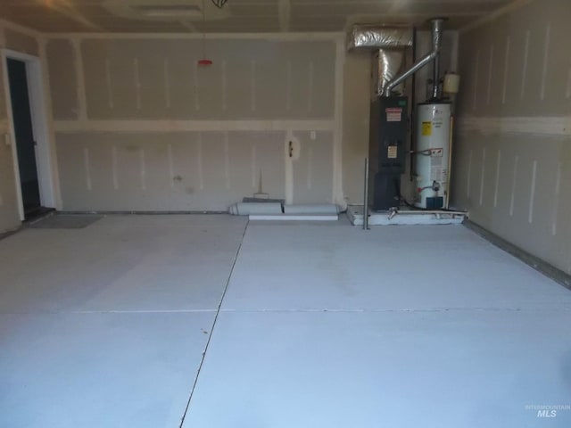 garage featuring water heater