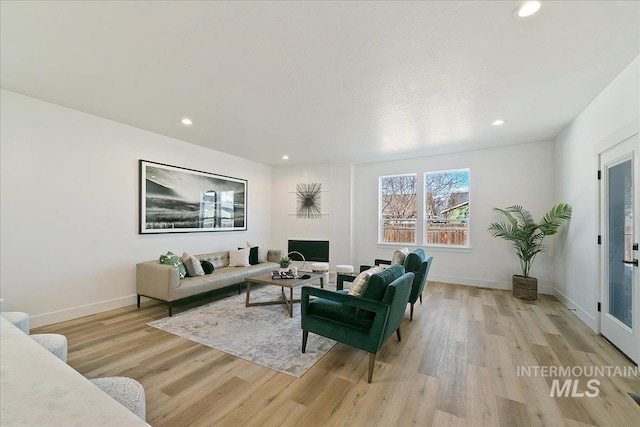 living room featuring light wood-type flooring