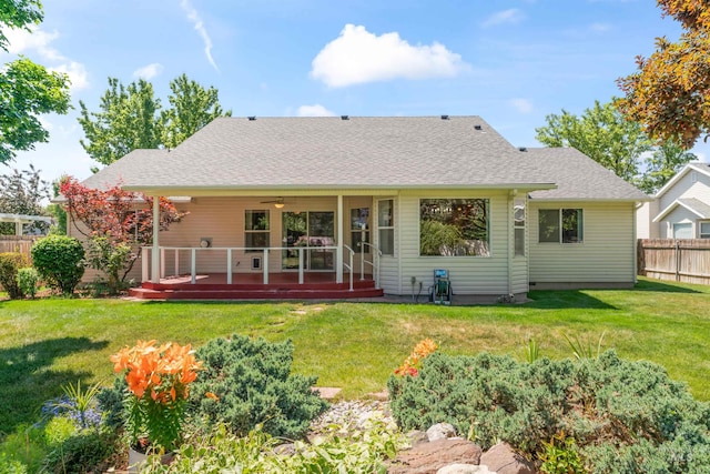 1728 S Labrador Pl, Meridian, ID 83642 - back of house with a deck, ceiling fan, and a shingled roof