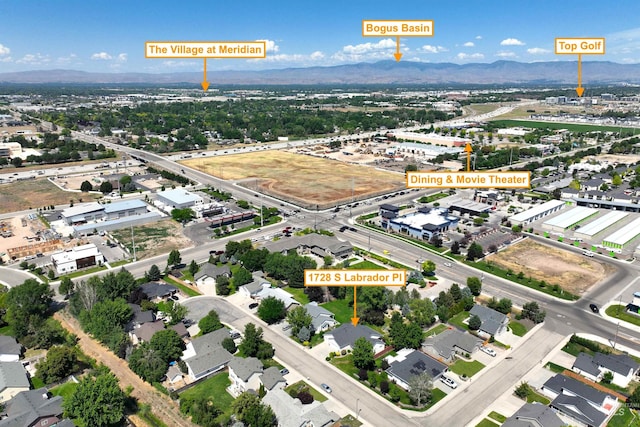 1728 S Labrador Pl, Meridian, ID 83642 - aerial overview of property's location featuring mountains
