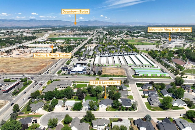 1728 S Labrador Pl, Meridian, ID 83642 - aerial overview of property's location featuring a mountain backdrop