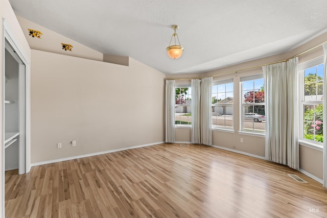 1728 S Labrador Pl, Meridian, ID 83642 - unfurnished room featuring light wood-style flooring, lofted ceiling, and a textured ceiling