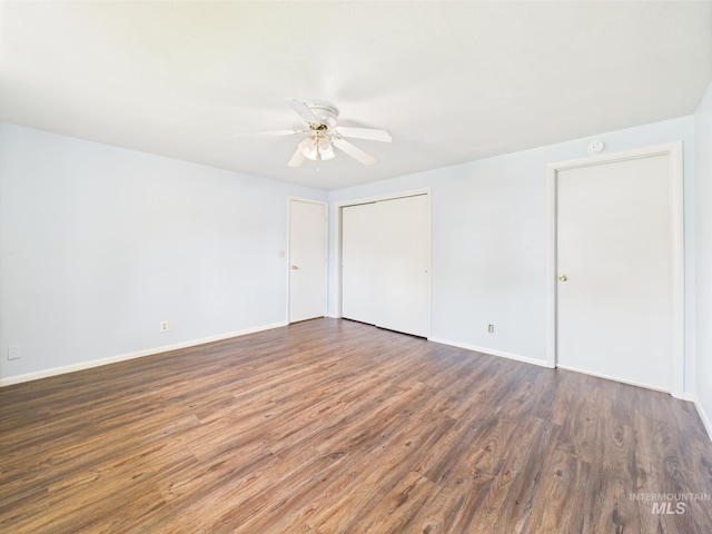 1409 Blane, Emmett, ID 83617 - unfurnished bedroom featuring wood finished floors, baseboards, a closet, and ceiling fan