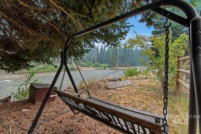 view of yard with a water view