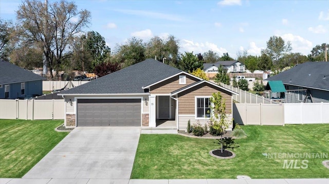 view of front of house with a garage, driveway, and stone siding