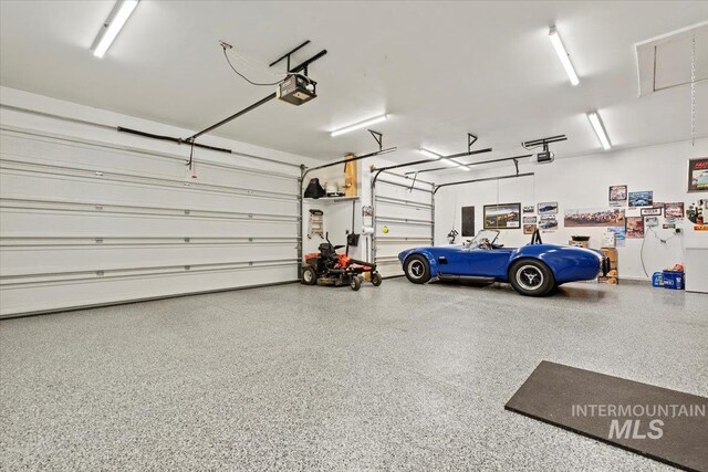 garage with a garage door opener