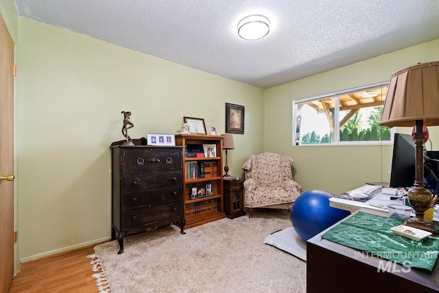 12456 S Lonnie Ln, Kuna, ID 83634 - home office featuring a textured ceiling, light wood finished floors, and baseboards