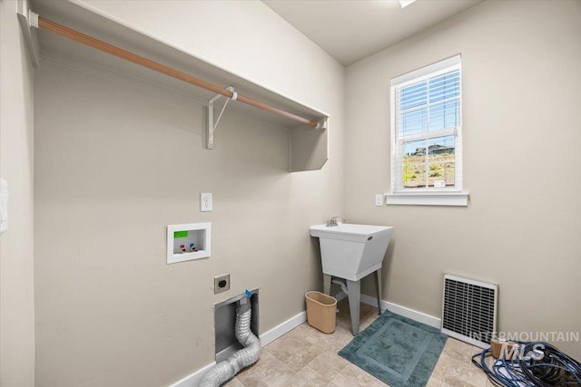 18555 N Goldenridge Pl, Boise, ID 83714 - clothes washing area featuring baseboards, hookup for a washing machine, visible vents, hookup for an electric dryer, and laundry area