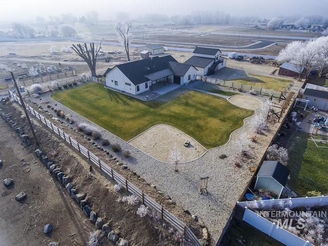 bird's eye view with a rural view