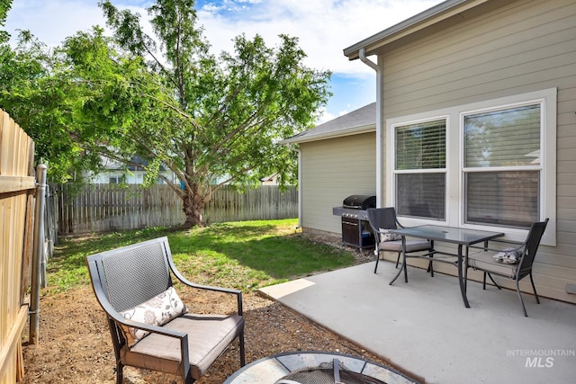 3719 E Sandyford Ave, Nampa, ID 83686 - fenced backyard with area for grilling and a patio area