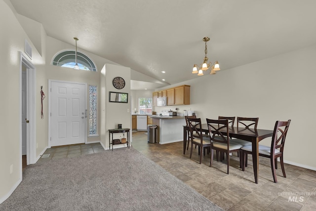 3719 E Sandyford Ave, Nampa, ID 83686 - dining area with a chandelier and lofted ceiling