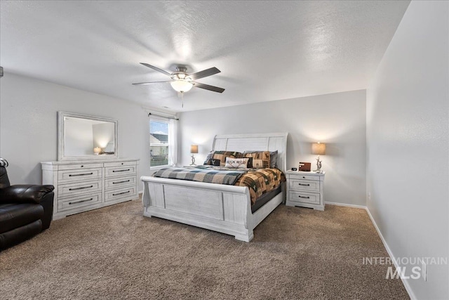 1430 NE Quigley St, Mountain Home, ID 83647 - bedroom with ceiling fan, carpet flooring, baseboards, and a textured ceiling