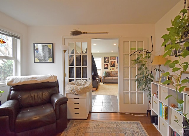 sitting room with wood finished floors