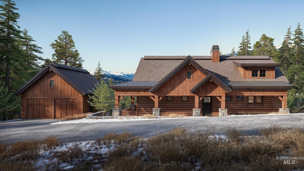 view of log home