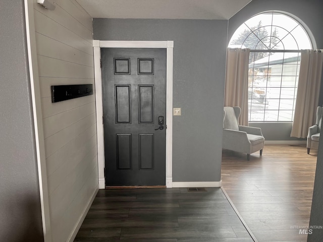 foyer entrance with dark wood-type flooring