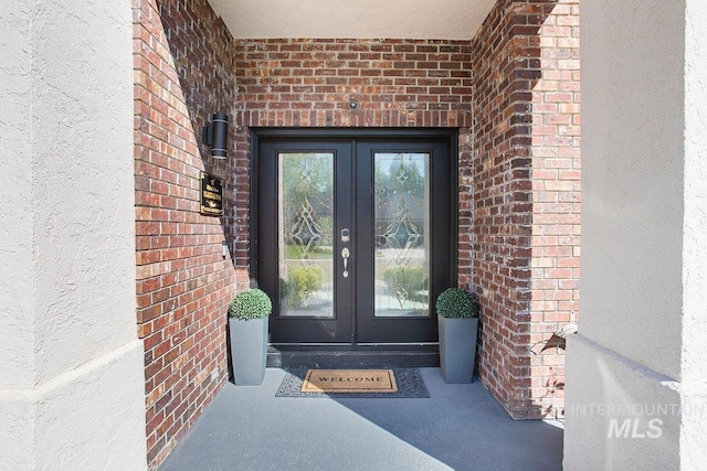 property entrance with french doors