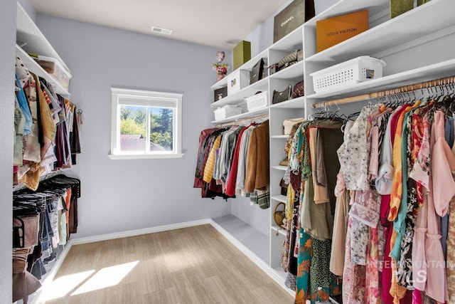 walk in closet featuring light hardwood / wood-style floors