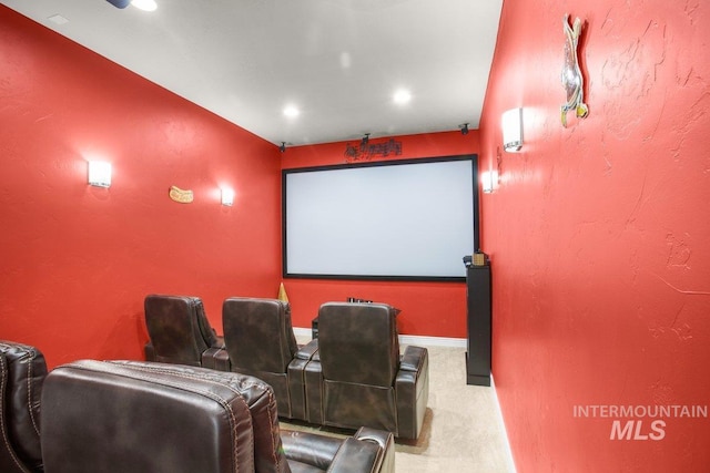 cinema room with carpet floors