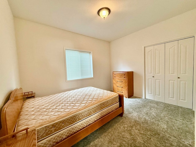 carpeted bedroom featuring a closet