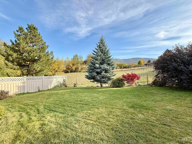 view of yard with a mountain view