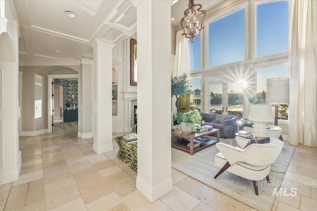 1122 W Two Rivers Ln, Eagle, ID 83616 - common area with a high ceiling, ornamental molding, and recessed lighting