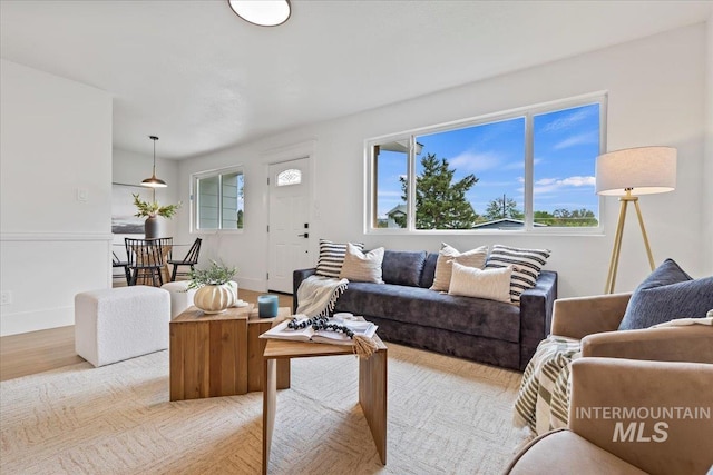 living room with light wood finished floors