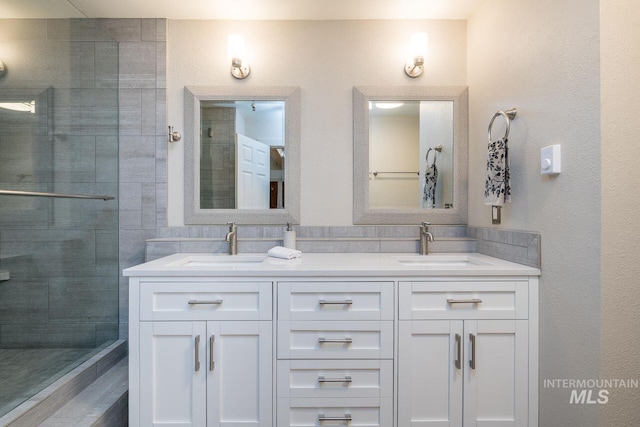 351 S 2nd Ave Unit 602, Ketchum, ID 83340 - bathroom with double vanity and tiled shower