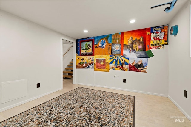 2402 Columbus, Boise, ID 83705 - empty room featuring recessed lighting, stairway, and baseboards
