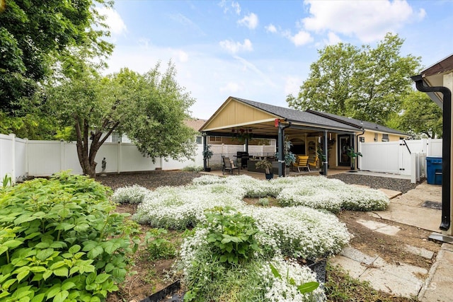 2402 Columbus, Boise, ID 83705 - back of property with an outdoor living space, a patio, a fenced backyard, and a gate