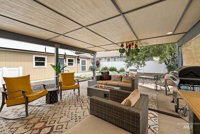 2402 Columbus, Boise, ID 83705 - view of patio with an outdoor living space with a fire pit and a grill