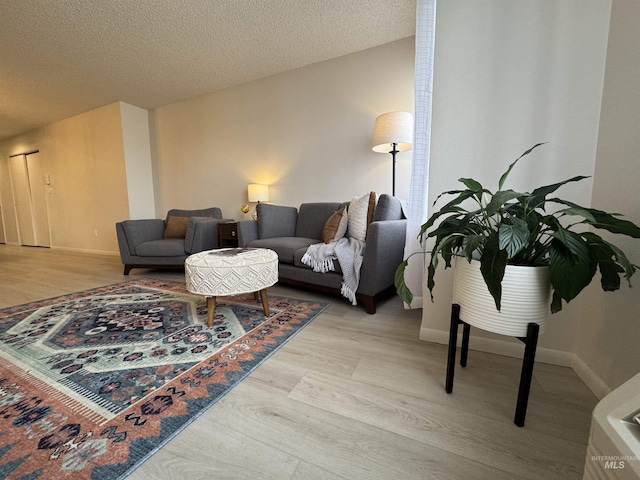 122 N Washington Unit 2C, Moscow, ID 83843 - living area with baseboards, light wood finished floors, and a textured ceiling