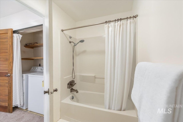 1134 N Camelot Dr, Boise, ID 83704 - bathroom with shower / bath combo and washer and dryer