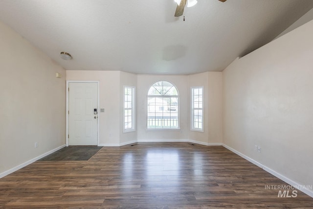 4709 Pioneer Ave, Caldwell, ID 83607 - entryway with dark wood-style flooring, a ceiling fan, and baseboards