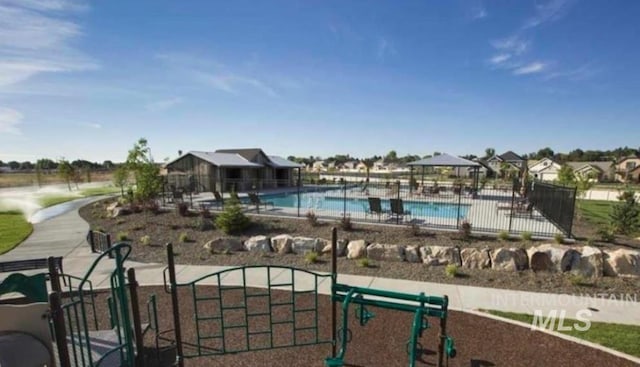 community pool with fence