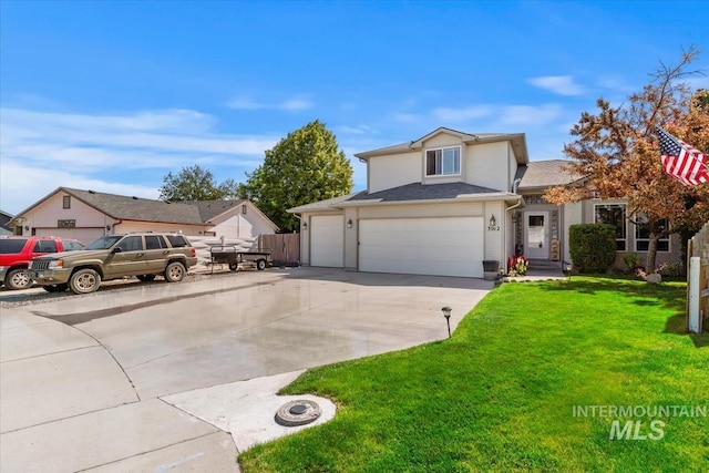 3012 Myrtlewood Way, Nampa, ID 83686 - traditional-style home with concrete driveway, a front lawn, and a garage