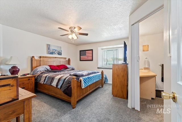 3012 Myrtlewood Way, Nampa, ID 83686 - bedroom featuring carpet, a ceiling fan, and a textured ceiling