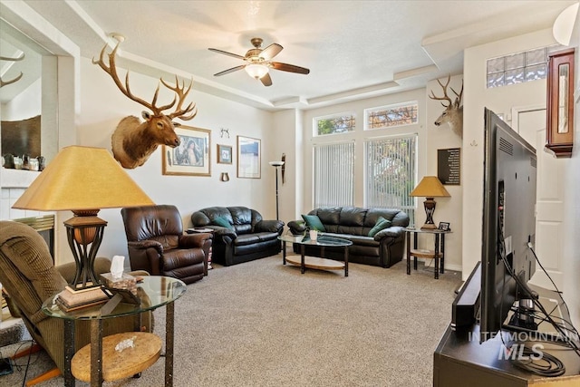 3012 Myrtlewood Way, Nampa, ID 83686 - carpeted living area with a ceiling fan and a raised ceiling