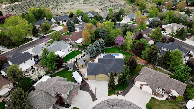 drone / aerial view with a residential view