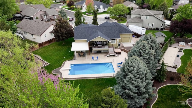 drone / aerial view with a residential view