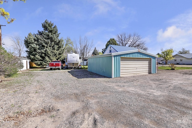 view of detached garage