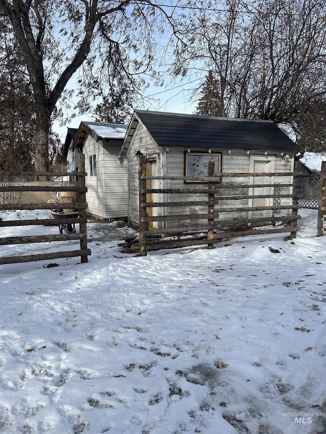 view of snow covered exterior