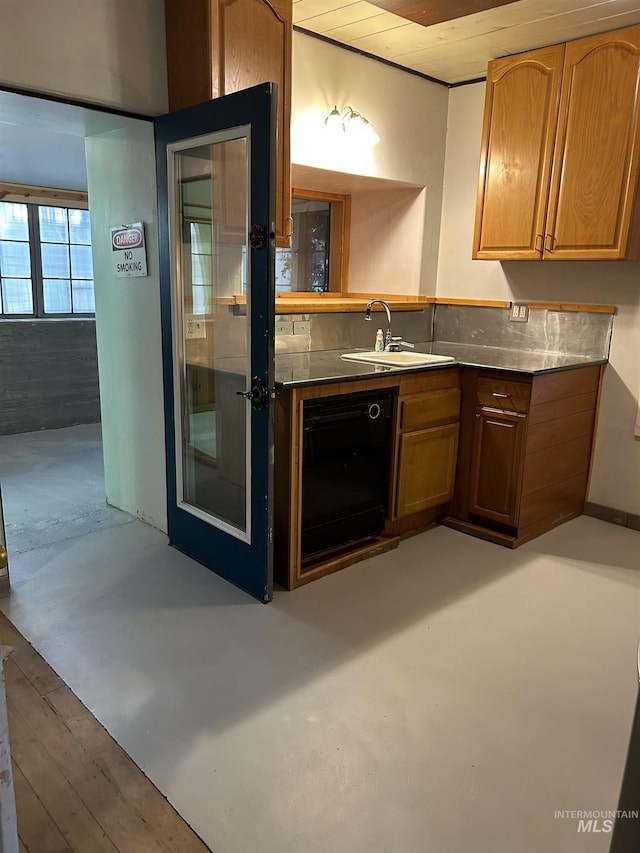 kitchen with black dishwasher and sink