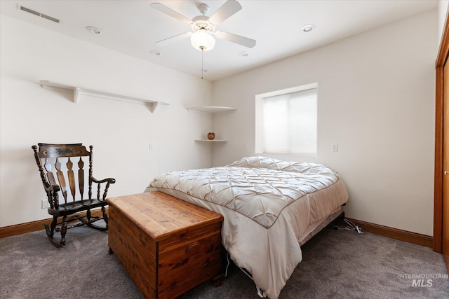 520 9th St, Middleton, ID 83644 - bedroom featuring baseboards, ceiling fan, and dark carpet