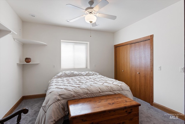 520 9th St, Middleton, ID 83644 - bedroom with carpet floors, a closet, baseboards, and ceiling fan