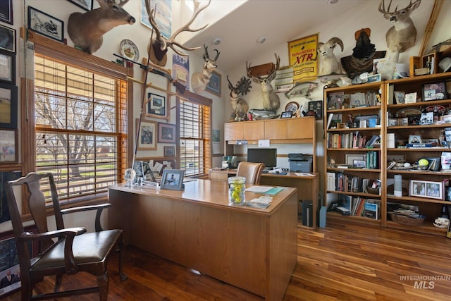 520 9th St, Middleton, ID 83644 - office with a wealth of natural light, high vaulted ceiling, and wood finished floors
