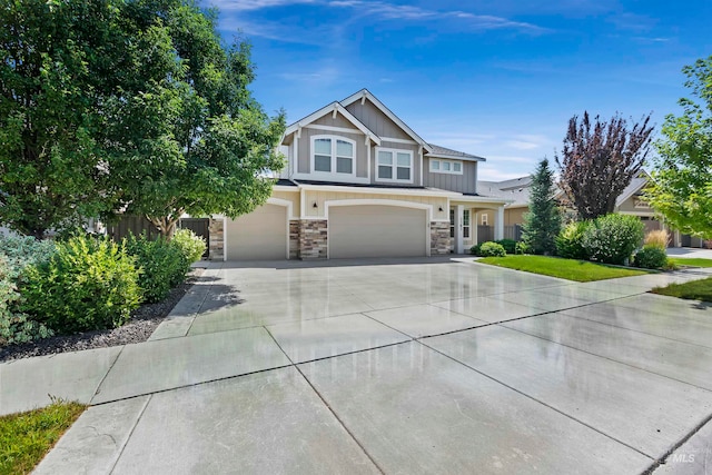 craftsman inspired home with a garage