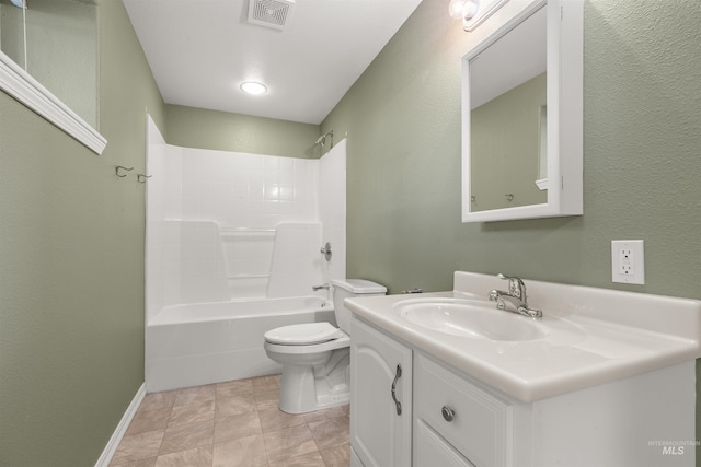 3017 Cypress St, Lewiston, ID 83501 - bathroom featuring toilet, vanity, baseboards, and bathtub / shower combination