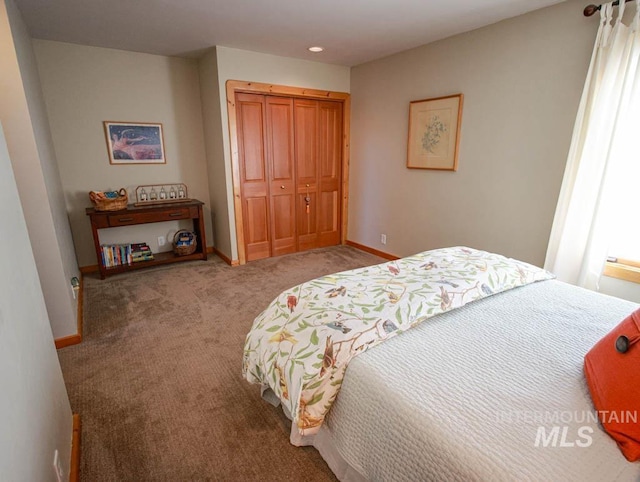 986 Valley Rim Rd, Mccall, ID 83638 - bedroom with carpet flooring, a closet, baseboards, and recessed lighting