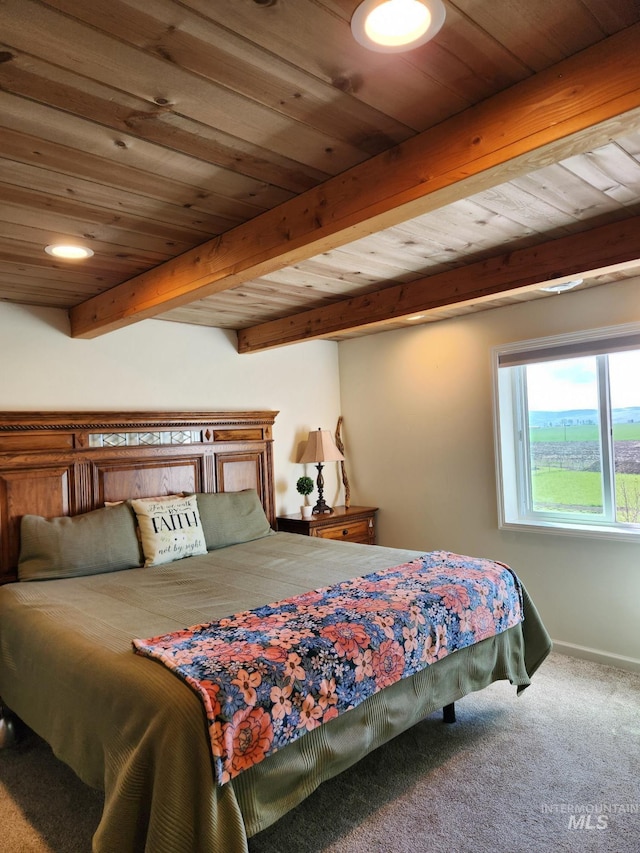 232 Camas Rd, Grangeville, ID 83530 - carpeted bedroom featuring beam ceiling and wood ceiling